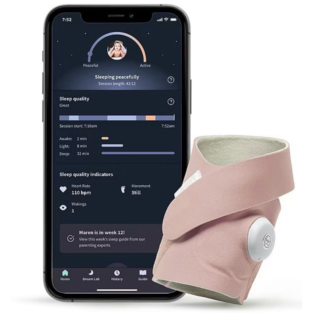 Owlet Dream Sock Monitor in Dusty Rose